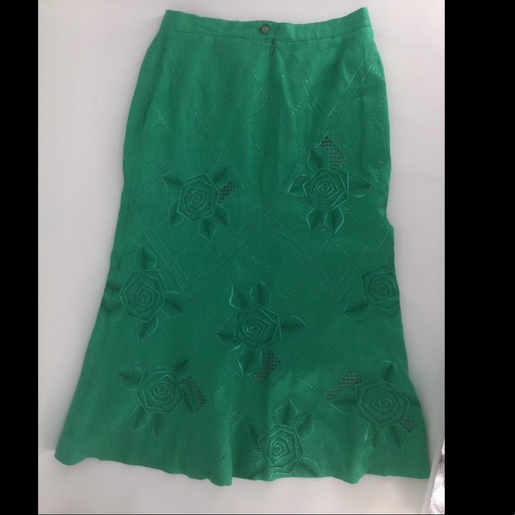 JSong Collection Size 8 Linen Green Maxi Skirt - Picture 2 of 5